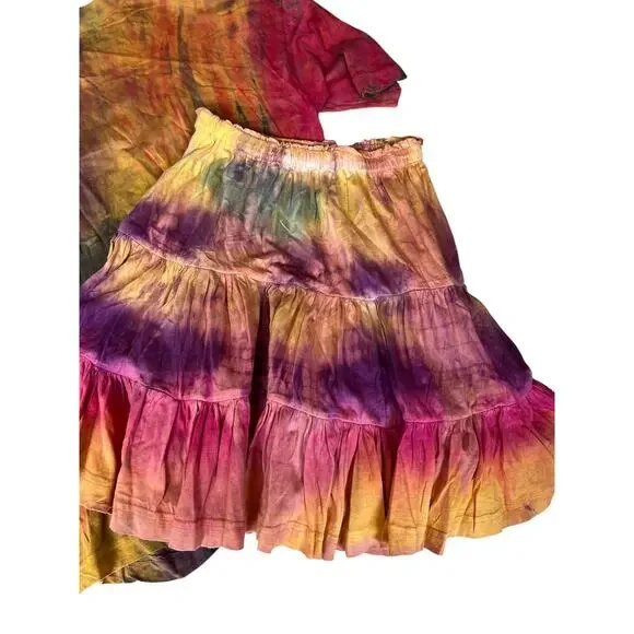 Vintage 80s Boom Women's Skirt & T-Shirt Set Tie Dye Purple One Size LARGE - Picture 4 of 4